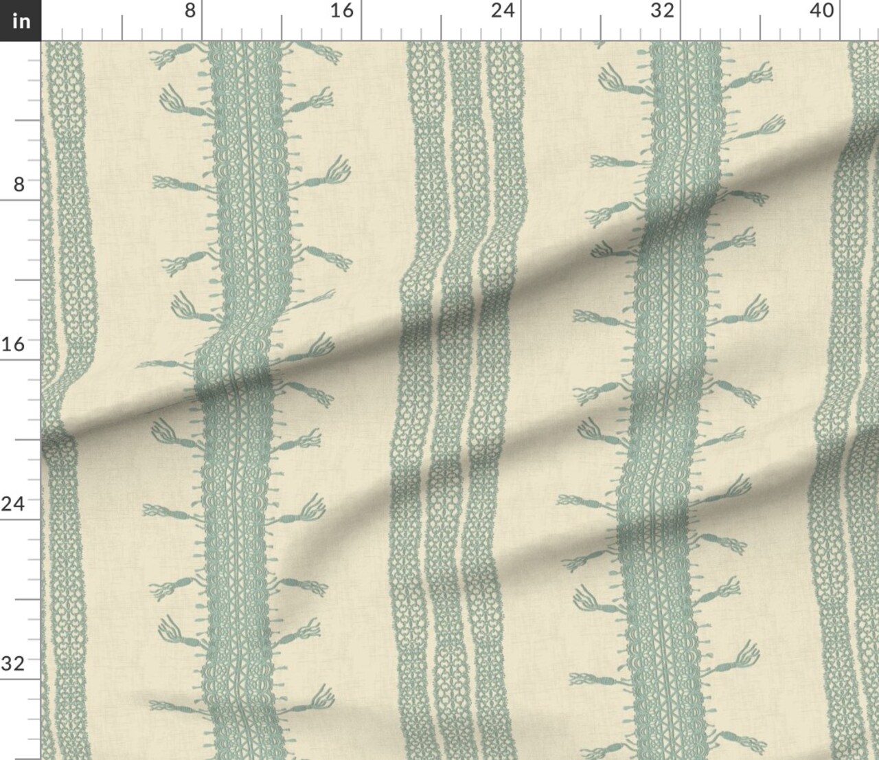 Block Print Stripes Elegant Pale Pastel Green Cream Large Custom Printed Fabric by Spoonflower Various Fabrics by the Yard or Fat Quarter